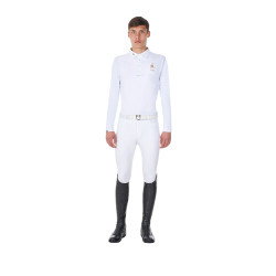 Polo de concours homme manches longues Equestro x FISE Blanc Polo de concours homme manches longues Equestro x FISE Blanc