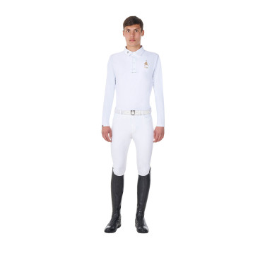 Polo de concours homme manches longues Equestro x FISE Blanc Polo de concours homme manches longues Equestro x FISE Blanc