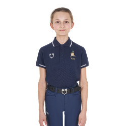 Polo enfant unisexe Equestro x FISE en tissu technique manches courtes Marine blazer Bleu marine