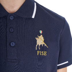 Polo enfant unisexe Equestro x FISE en tissu technique manches courtes Marine blazer Bleu marine