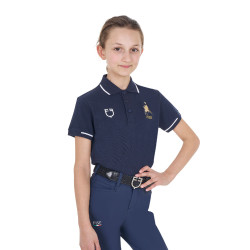 Polo enfant unisexe Equestro x FISE en tissu technique manches courtes Marine blazer Bleu marine