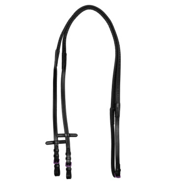 Rênes en cuir et caoutchouc Equestro violet fitting