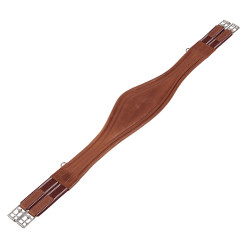 Sangle de saut en cuir Equestro avec élastiques Cognac Marron