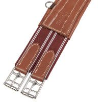 Sangle de saut en cuir Equestro avec élastiques Cognac Marron