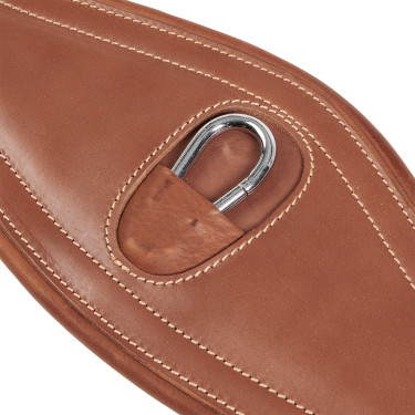 Sangle de saut en cuir Equestro avec élastiques Cognac Marron