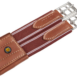 Sangle de saut en cuir Equestro avec élastiques Cognac Marron
