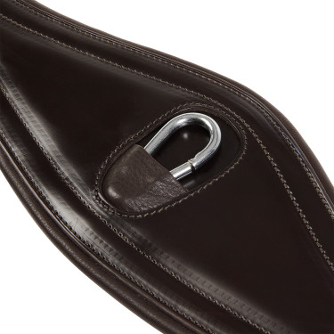 Sangle de saut en cuir Equestro avec élastiques Marron foncé