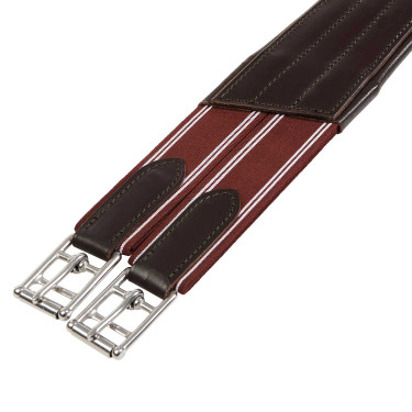 Sangle de saut Equestro en cuir avec protège-boucles Marron foncé