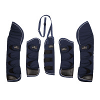 Set guêtres de transport et protège-queue Equestro patch en caoutchouc Marine Bleu marine