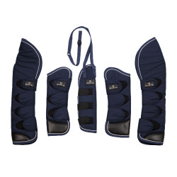 Set guêtres de transport et protège-queue Equestro patch en caoutchouc Marine Bleu marine