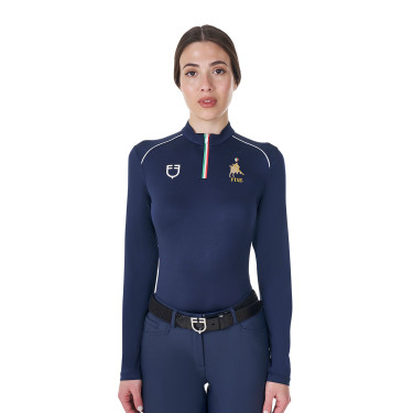 Sous-couche d’entraînement femme Equestro x FISE Marine blazer Bleu marine