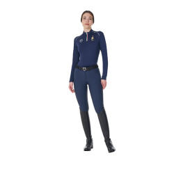 Sous-couche d’entraînement femme Equestro x FISE Marine blazer Bleu marine