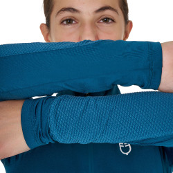 Sous-couche enfant unisexe Equestro en tissu technique Coral bleu / blanc