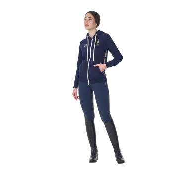 Sweat à capuche femme Equestro x FISE Marine blazer Bleu marine