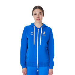 Sweat à capuche femme Equestro x FISE Bleu de savoie