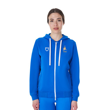Sweat à capuche femme Equestro x FISE Bleu de savoie