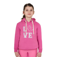 Sweat à capuche fille Equestro Winter Love Rose château