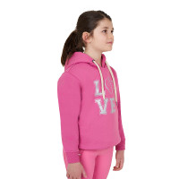 Sweat à capuche fille Equestro Winter Love Rose château