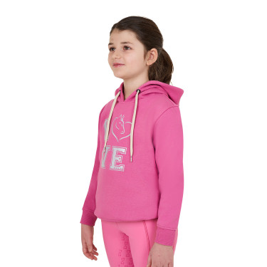 Sweat à capuche fille Equestro Winter Love Rose château Sweat à capuche fille Equestro Winter Love Rose château