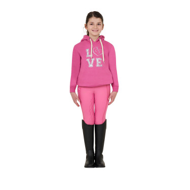 Sweat à capuche fille Equestro Winter Love Rose château Sweat à capuche fille Equestro Winter Love Rose château