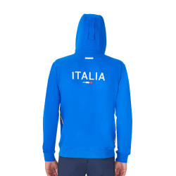 Sweat à capuche homme Equestro x FISE Bleu de savoie
