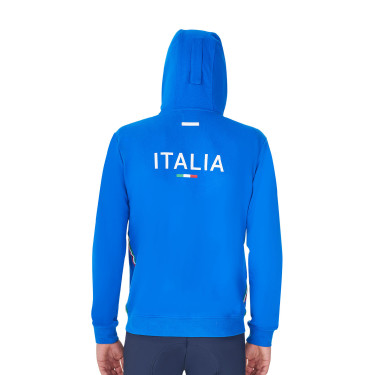Sweat à capuche homme Equestro x FISE Bleu de savoie
