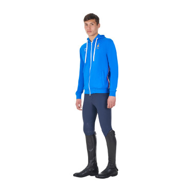 Sweat à capuche homme Equestro x FISE Bleu de savoie