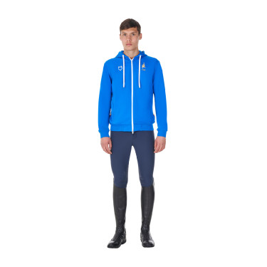Sweat à capuche homme Equestro x FISE Bleu de savoie