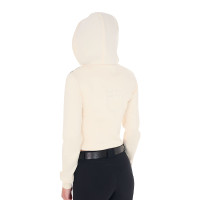 Sweat femme Equestro crop top à capuche Blanc antique Beige