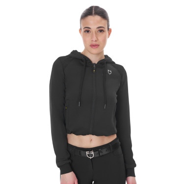 Sweat femme Equestro crop top à capuche Noir