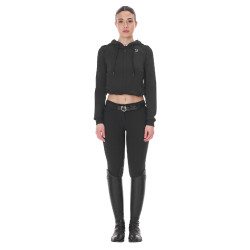 Sweat femme Equestro crop top à capuche Noir