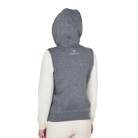 Sweat femme Equestro EQ bicolore à zip frontal Gris mélangé / blanc antique Sweat femme Equestro EQ bicolore à zip frontal Gris mélangé / blanc antique