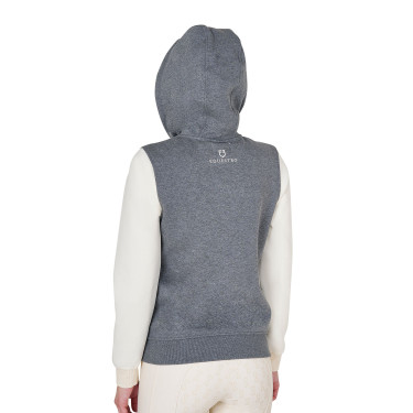 Sweat femme Equestro EQ bicolore à zip frontal Gris mélangé / blanc antique Sweat femme Equestro EQ bicolore à zip frontal Gris mélangé / blanc antique