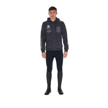 Sweat homme Equestro à capuche multi-logo Asphalt Gris