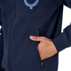 Sweat homme Equestro EQ à zip frontal Marine blazer Bleu marine
