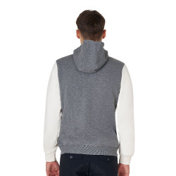 Sweat homme Equestro Institutional bicolore à zip frontal Gris mélangé / blanc antique