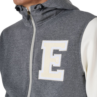 Sweat homme Equestro Institutional bicolore à zip frontal Gris mélangé / blanc antique
