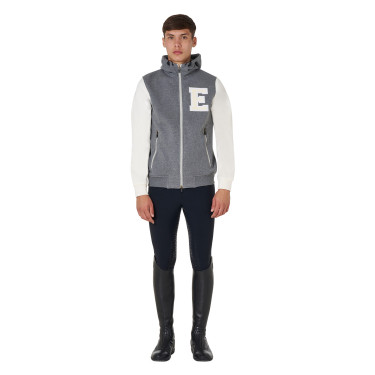 Sweat homme Equestro Institutional bicolore à zip frontal Gris mélangé / blanc antique