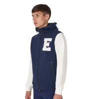 Sweat homme Equestro Institutional bicolore à zip frontal Marine blazer / blanc antique Bleu marine