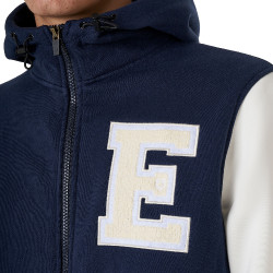 Sweat homme Equestro Institutional bicolore à zip frontal Marine blazer / blanc antique Bleu marine