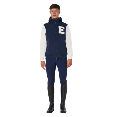 Sweat homme Equestro Institutional bicolore à zip frontal Marine blazer / blanc antique Bleu marine