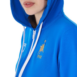 Sweat polaire femme Equestro x FISE Bleu de savoie Sweat polaire femme Equestro x FISE Bleu de savoie