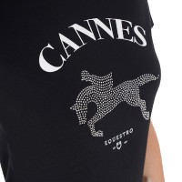 T-shirt femme Equestro Cannes coton avec strass manches courtes Noir T-shirt femme Equestro Cannes coton avec strass manches courtes Noir
