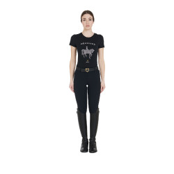 T-shirt femme Equestro coupe slim dressage avec strass manches courtes Noir T-shirt femme Equestro coupe slim dressage avec strass manches courtes Noir