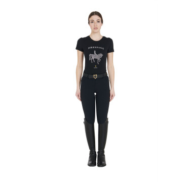 T-shirt femme Equestro coupe slim dressage avec strass manches courtes Noir T-shirt femme Equestro coupe slim dressage avec strass manches courtes Noir