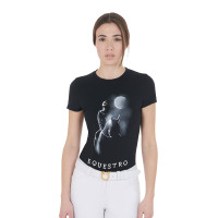 T-shirt femme Equestro coupe slim imprimé Moonlight manches courtes Noir T-shirt femme Equestro coupe slim imprimé Moonlight manches courtes Noir