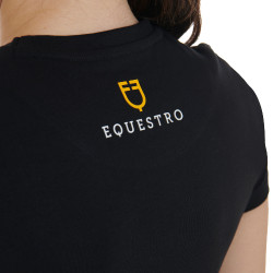 T-shirt femme Equestro coupe slim imprimé Moonlight manches courtes Noir T-shirt femme Equestro coupe slim imprimé Moonlight manches courtes Noir