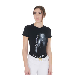 T-shirt femme Equestro coupe slim imprimé Moonlight manches courtes Noir T-shirt femme Equestro coupe slim imprimé Moonlight manches courtes Noir