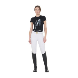 T-shirt femme Equestro coupe slim imprimé Moonlight manches courtes Noir T-shirt femme Equestro coupe slim imprimé Moonlight manches courtes Noir