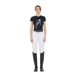 T-shirt femme Equestro coupe slim imprimé Moonlight manches courtes Noir T-shirt femme Equestro coupe slim imprimé Moonlight manches courtes Noir